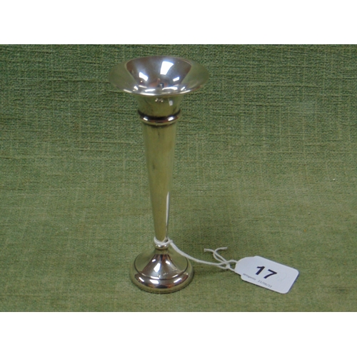 17 - Silver trumpet shaped vase with loaded base, 6