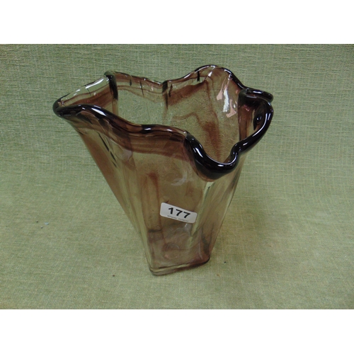 177 - Purple studio glass vase, 10