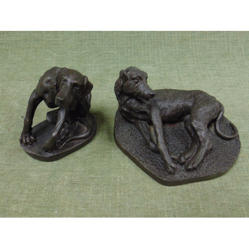 195 - Two Heredities bronze resin figures of hounds.