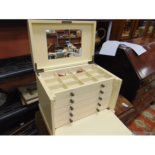 208 - Floral decorated domed top jewellery cabinet.