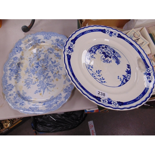 238 - Asiatic pheasant pattern meat plate and a Meakin blue and white plate (2).