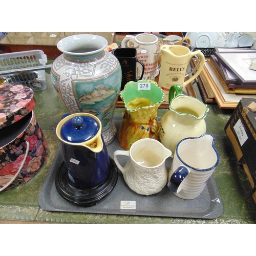 270 - Burleigh Ware harvest pattern jug, four other jugs and an Oriental vase.