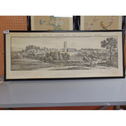 276 - N. Buck, framed black and white print, The South View of Wrexham in the County of Denbigh. 10 x 30