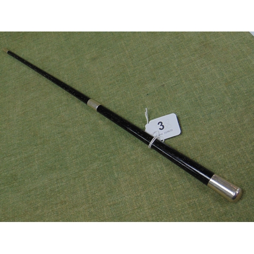 3 - Silver mounted ebony conductor's baton, 18