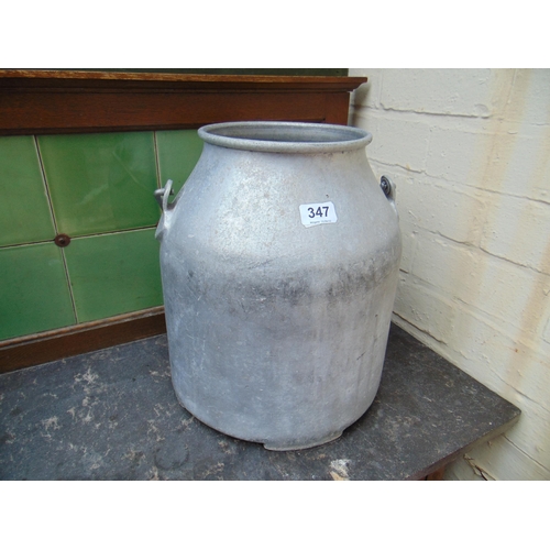 347 - Aluminium milk churn, having swing handle, 16