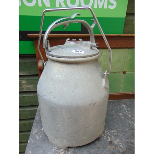 348 - Aluminium milk churn, having swing handle. 20