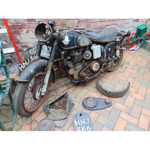 350 - Matchless of London 350 vintage motor cycle, with spares, Reg HNJ 366  - in barn find condition, wit... 