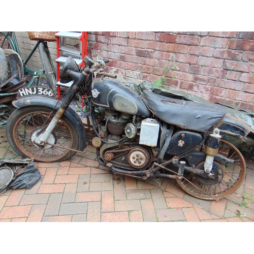 350 - Matchless of London 350 vintage motor cycle, with spares, Reg HNJ 366  - in barn find condition, wit... 