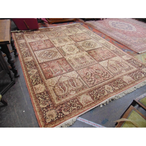 398 - Fawn ground square pattern rug, 129 x 98