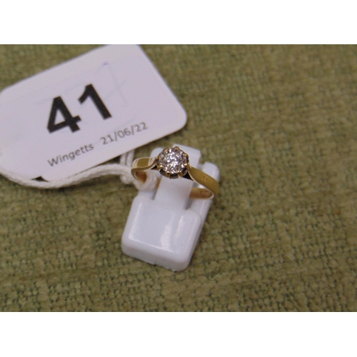 41 - 9ct gold solitaire diamond ring, size K, 2.3g.