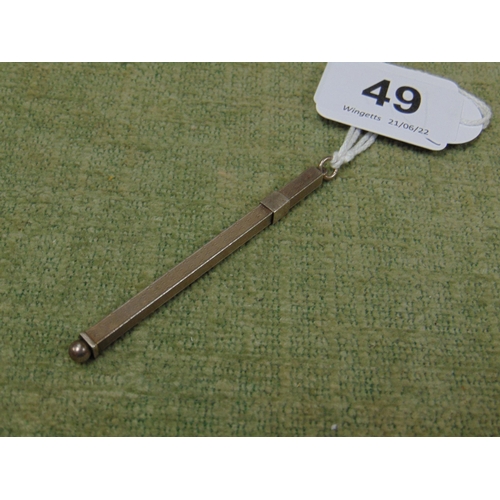 49 - Art Deco white metal swizzle stick.