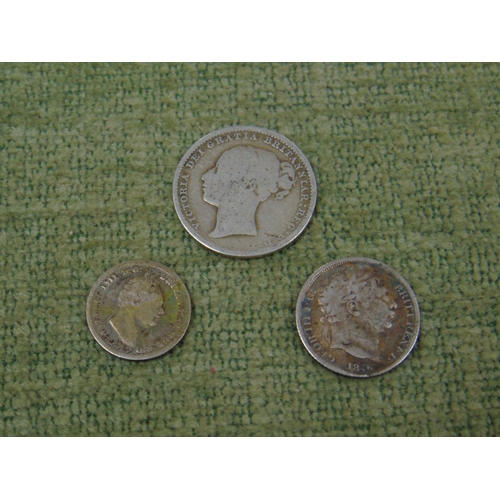 80 - William IV Groat 1837, George III Sixpence 1820, and a Victoria Shilling 1881.