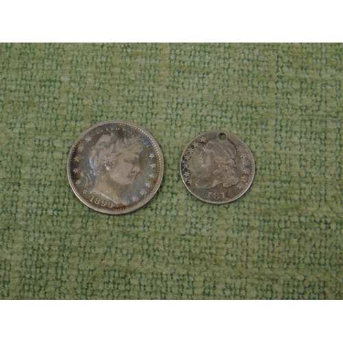 83 - Two USA silver coins - Dime 1814 and Quarter 1899.