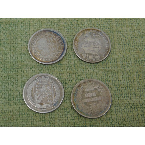 79 - Four George III - William IV silver Shillings - 1820, 1824, 1825 and 1836.