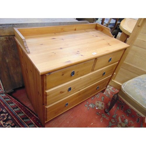 298 - Pine effect chest of two short and three long drawers with metal ring handles. 32 x 347 x 19