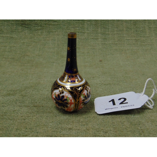 12 - Royal Crown Derby miniature Imari pattern bottle vase, 2.25