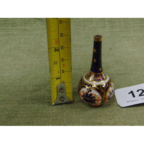 12 - Royal Crown Derby miniature Imari pattern bottle vase, 2.25