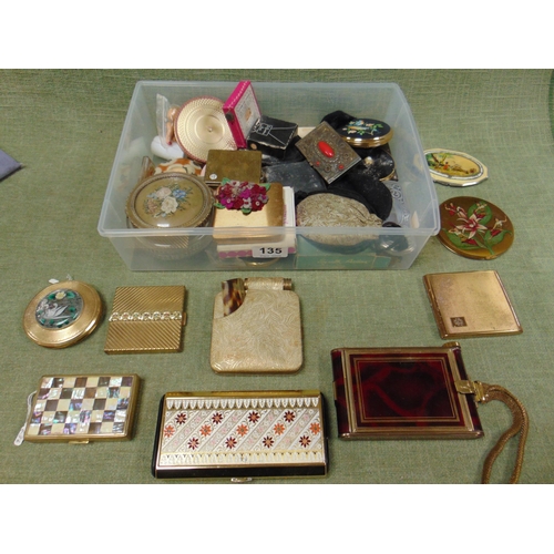 135 - Large collection of vintage powder compacts etc.