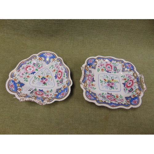 14 - Two 19th century handpainted dessert dishes.