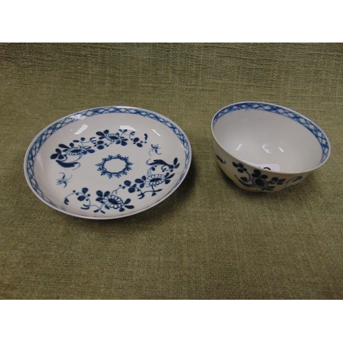 159 - Antique blue and white porcelain tea bowl and saucer.