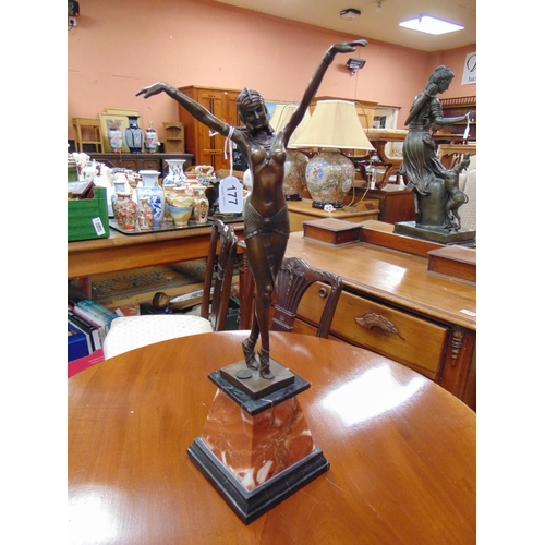 177 - Reproduction bronze figure, modelled as an Art Deco lady. 21