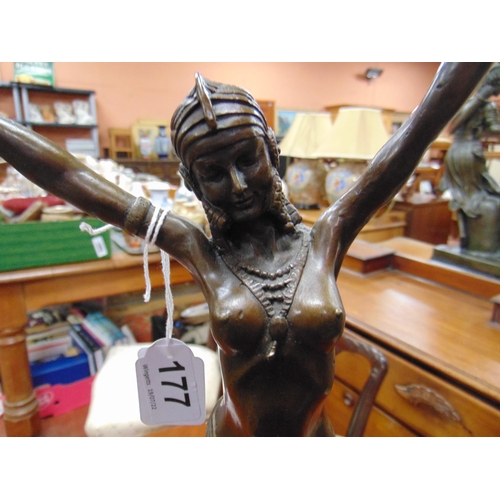 177 - Reproduction bronze figure, modelled as an Art Deco lady. 21