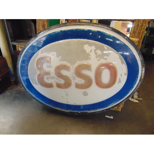 180 - Large oval Esso garage illuminated advertising sign. 45 x 57