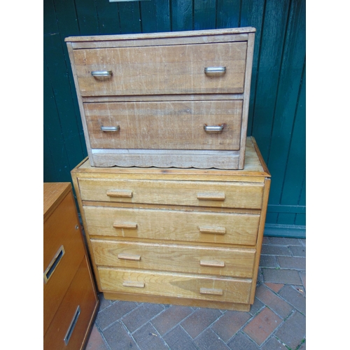 188 - An oak three drawer chest and one other. (2).