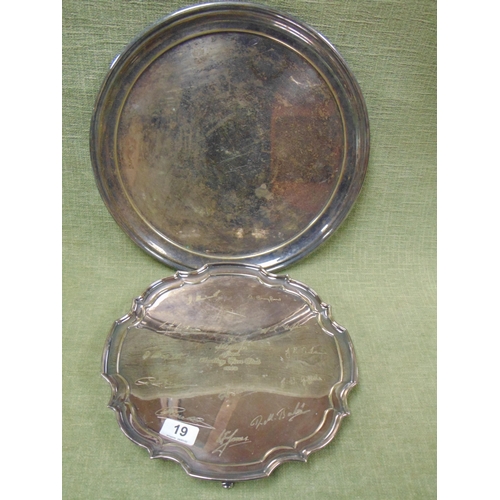 19 - EPNS presentation, and one other. salver with engraved signatures