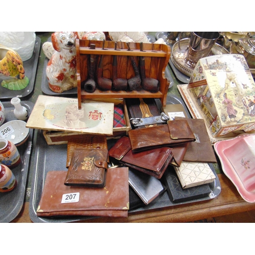 207 - Various tobacco pipes, wallets, etc.