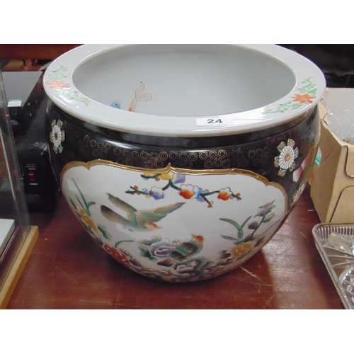 24 - Reproduction Oriental ceramic fish bowl.