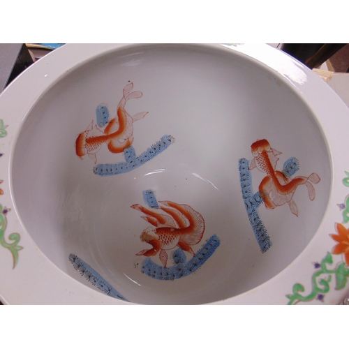 24 - Reproduction Oriental ceramic fish bowl.