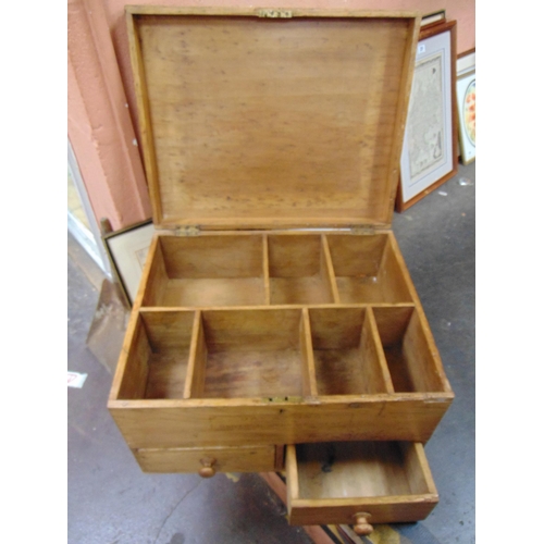 246 - Day & Sons pine universal medicine chest, having lift up lid, fitted interior and pair of short draw... 