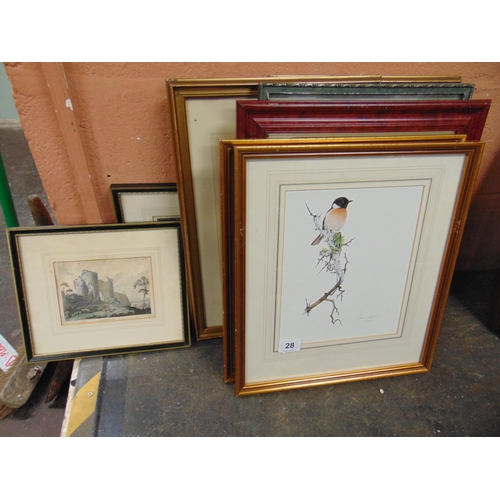 28 - Various framed and glazed prints and engravings.