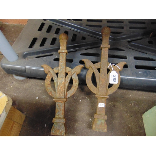 288 - Pair of cast iron fence finials, each 14