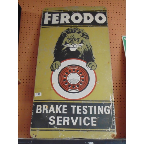 290 - Reproduction enamel sign, Ferodo Brake Testing Service.  36 x18