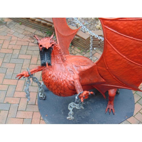 300 - Massive wrought iron Welsh Dragon made by Poplars Forge, Hawarden, in 2012. Approx. 2.9m high and 2.... 