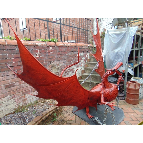 300 - Massive wrought iron Welsh Dragon made by Poplars Forge, Hawarden, in 2012. Approx. 2.9m high and 2.... 