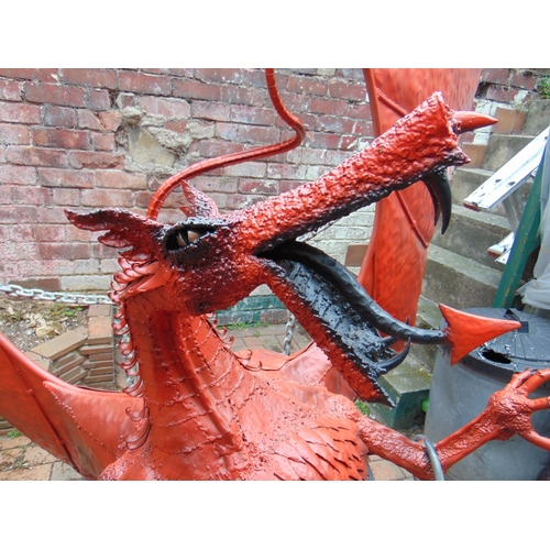 300 - Massive wrought iron Welsh Dragon made by Poplars Forge, Hawarden, in 2012. Approx. 2.9m high and 2.... 