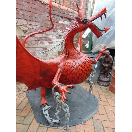 300 - Massive wrought iron Welsh Dragon made by Poplars Forge, Hawarden, in 2012. Approx. 2.9m high and 2.... 