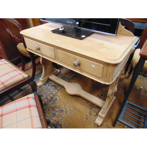 307 - Victorian pine washstand, raised back over pair of short drawers with knob handles, shaped ends  joi... 