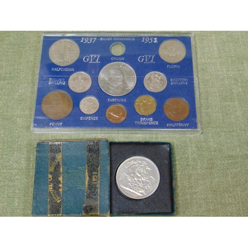 35 - Selection of coins including a boxed 1951 Crown.