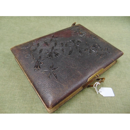 48 - Victorian tooled leather photograph album.