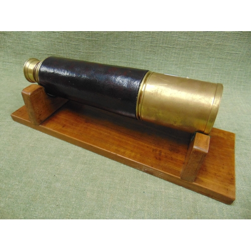 55 - Dollond of London brass and leather five drawer telescope.