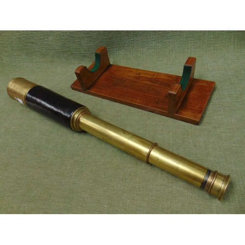 55 - Dollond of London brass and leather five drawer telescope.