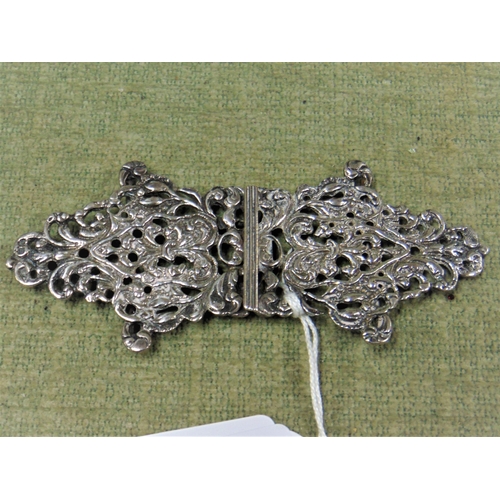 72 - Victorian silver nurse's buckle with scroll and pierced decoration, Birmingham 1898.