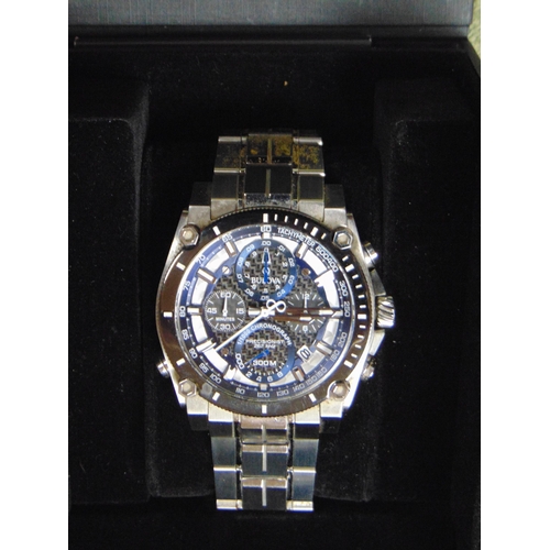 84 - Bulova Precisionist stainless steel chronograph wristwatch, boxed.