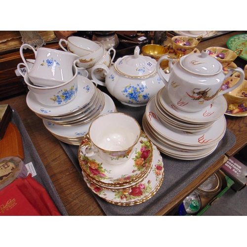 95 - Royal Albert Old Country Rose part tea set, one other floral tea set etc.