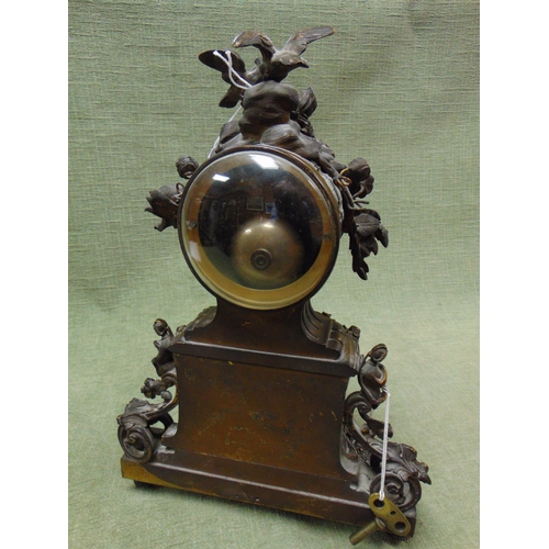 1 - Fine quality 19th century gilt bronze mantle clock, the case set with hand painted porcelain panels ... 