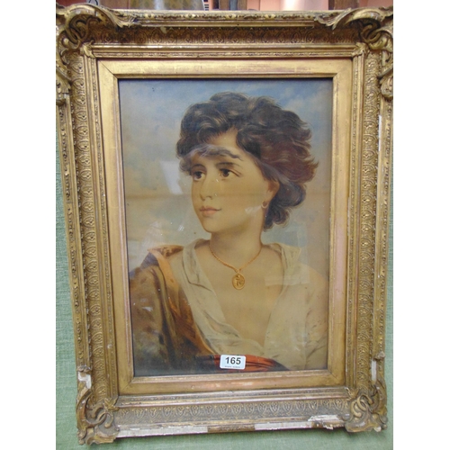 165 - Framed and glazed oilograph, half length portrait of a lady.17 x 11